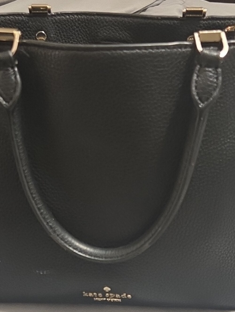 kate spade Black Pebbled Leather Top-Handle Satchel with Gold Hardware